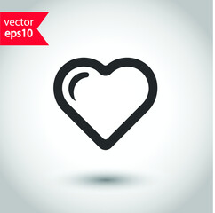 Heart vector icon. Love heart flat sign design. Valentines day heart icon. Add or delete remove heart icon. EPS 10 flat symbol pictogram