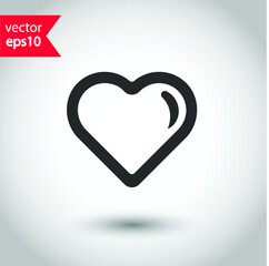 Heart vector icon. Love heart flat sign design. Valentines day heart icon. Add or delete remove heart icon. EPS 10 flat symbol pictogram