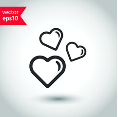 Heart vector icon. Love heart flat sign design. Valentines day heart icon. Add or delete remove heart icon. EPS 10 flat symbol pictogram