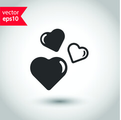 Heart vector icon. Love heart flat sign design. Valentines day heart icon. Add or delete remove heart icon. EPS 10 flat symbol pictogram