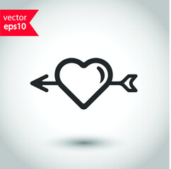 Heart vector icon. Love heart flat sign design. Valentines day heart icon. Add or delete remove heart icon. EPS 10 flat symbol pictogram