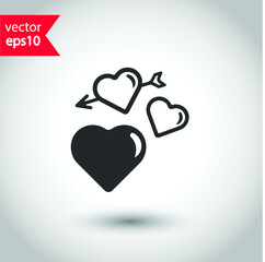 Heart vector icon. Love heart flat sign design. Valentines day heart icon. Add or delete remove heart icon. EPS 10 flat symbol pictogram