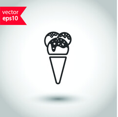 Ice Cream vector icon. Studio background. EPS 10 vector sign. Icecream flat sign design. Ice cream symbol pictogram