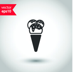 Ice Cream vector icon. Studio background. EPS 10 vector sign. Icecream flat sign design. Ice cream symbol pictogram