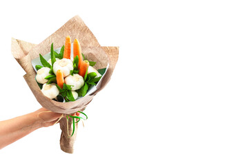 Bio Bouquet aus Karotten und Knoblauch