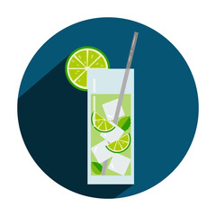 Bright illustration of a cocktail with various fruits or berries. Suitable for decorating menus, icons on social networks, thematic decor. For the summer mood.