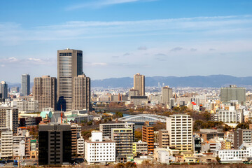 Fototapeta na wymiar Osaka city view from Osaka castle