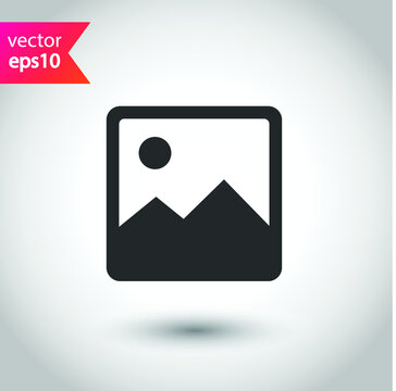 Gallery vector icon. Picture icon. Uploading pictures icon. Photograph picture flat sign design. Missing image sign. EPS 10 flat symbol pictogram