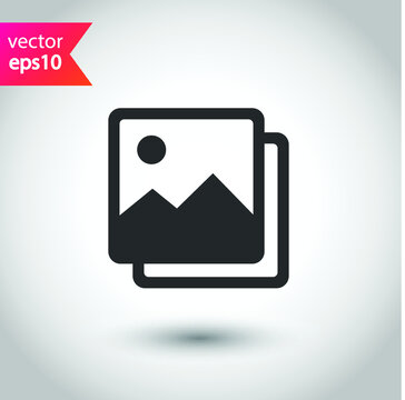 Gallery vector icon. Picture icon. Uploading pictures icon. Photograph picture flat sign design. Missing image sign. EPS 10 flat symbol pictogram