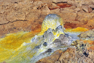 Etiopia. Dallol Lake, Ethiopia. The colorful landscape of Dallol lake in Crater of Dallol Volcano....