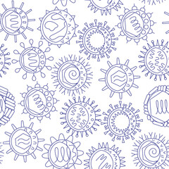 Human viruses seamless pattern in line style