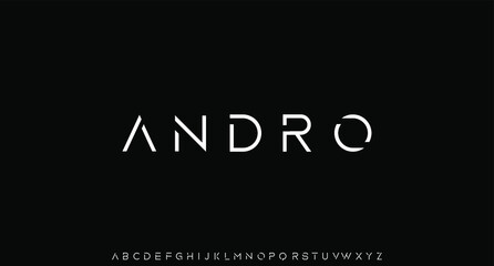 ANDRO, futuristic modern geometric alphabet vector