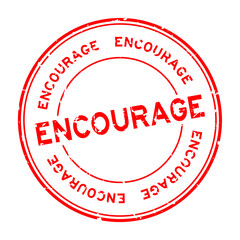 Grunge red encourage word round rubber seal stamp on white background