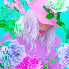 Vanilla Girl pastel style. Girl 90s aesthetic.  Fashion Flowers bloom mood
