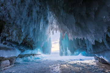 Inside the ice cave. Lake Baikal, Siberia, Eastern Russia