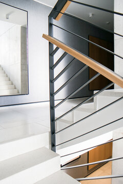 Minimal Staircase With Stairs And Steel Balustrade
