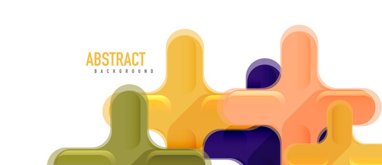 Glossy multicolored plastic style cross composition, x shape design, techno geometric modern abstract background. Trendy abstract layout template