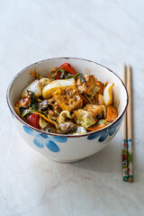 Tofu with Black Bean Sauce and Vegetables.