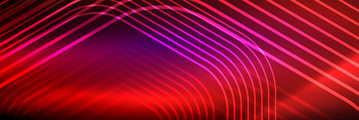 Fototapeta na wymiar Shiny neon lines, stripes and waves, technology abstract background. Trendy abstract layout template for business or technology presentation, internet poster or web brochure cover, wallpaper