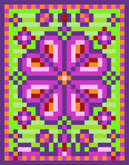 Flower Mosaic Pattern Pixel Art Vector