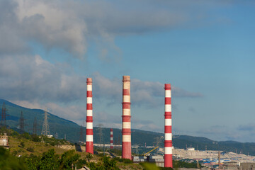 power plant with smoke