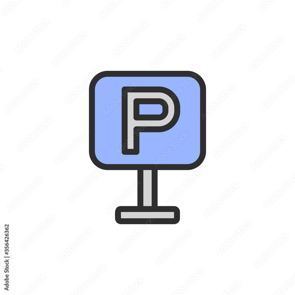 Poster sign, parking icon. simple color with outline vector elements of shopping center icons for ui and ux