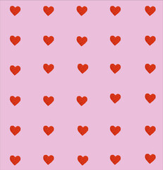 Pink background with evenly spaced hearts. Smooth background with textured hearts for packaging.