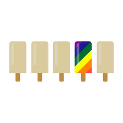 Ice cream on a stick. Four grand. Flat style. Vector illustration LGBT