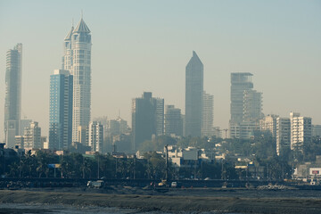 Beautiful skyline Mumbai city, In the middle of the ocean