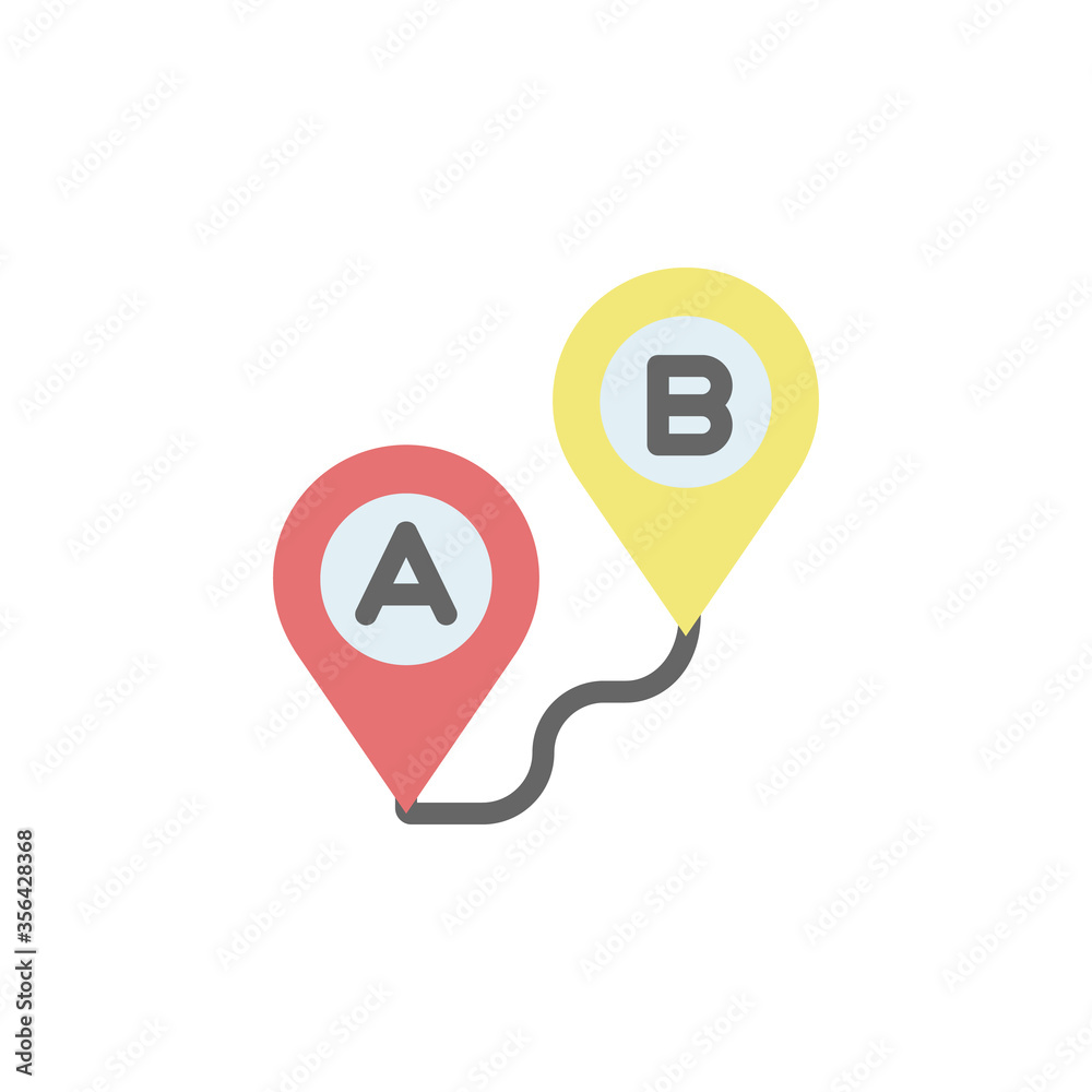 Poster route, a, b, map icon. simple color vector elements of navigation icons for ui and ux, website or mo