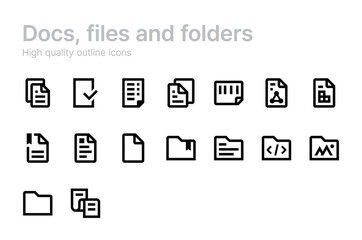 Documents, files and folders. Vector icons.
