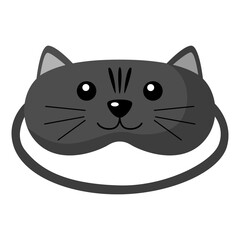 Children sleep mask cat on white background. Face mask for sleeping human isolated in flat style