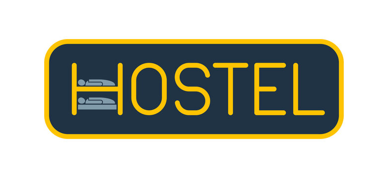 Hostel signboard with H letter in form of double sleeping bed - hotel booking logo