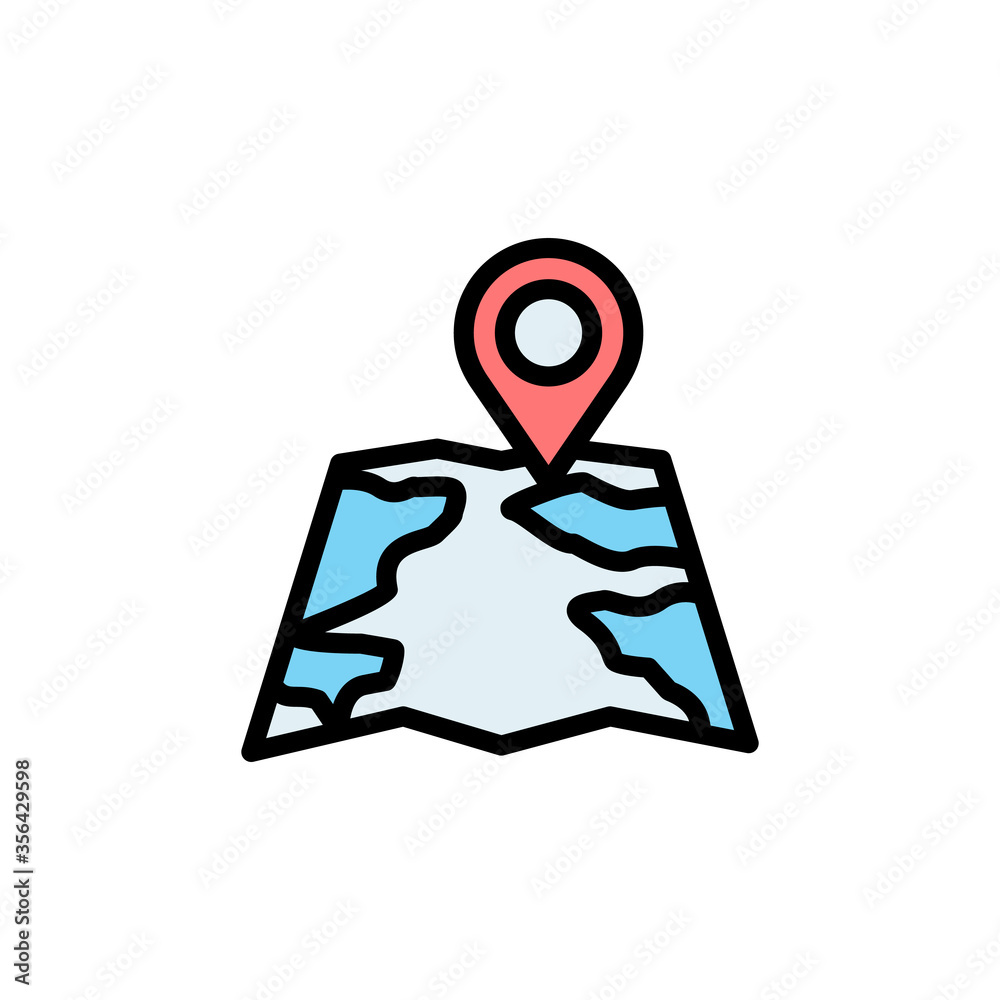 Poster worldwide, map, search icon. simple color with outline vector elements of navigation icons for ui an