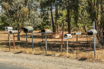 Roadside letterboxes in country Victoria, Australia.