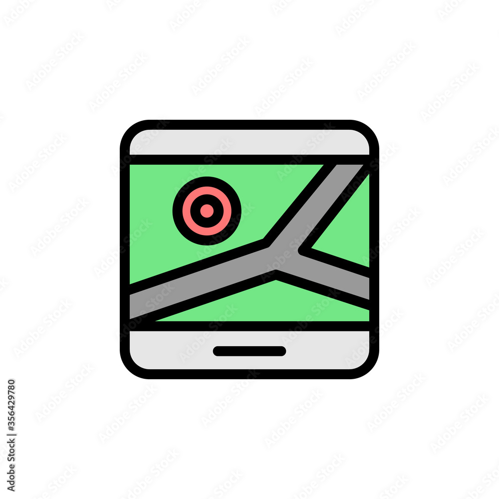 Poster map, tablet icon. simple color with outline vector elements of navigation icons for ui and ux, websi