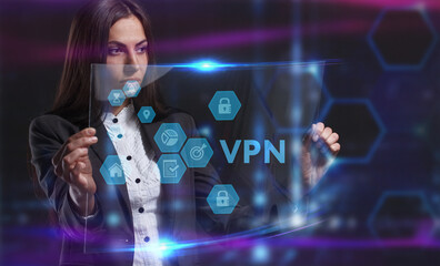 Business, Technology, Internet and network concept. Young businessman working on a virtual screen...