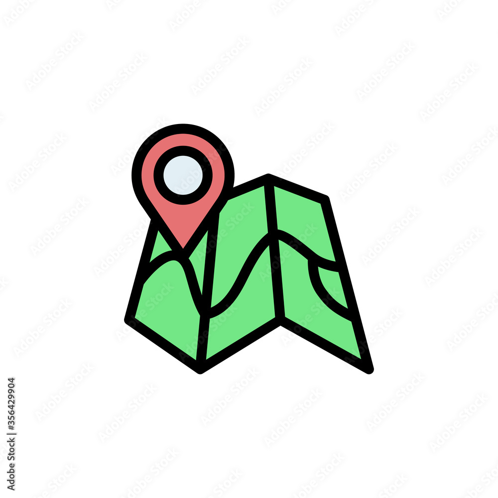 Poster map, placeholder icon. simple color with outline vector elements of navigation icons for ui and ux, 