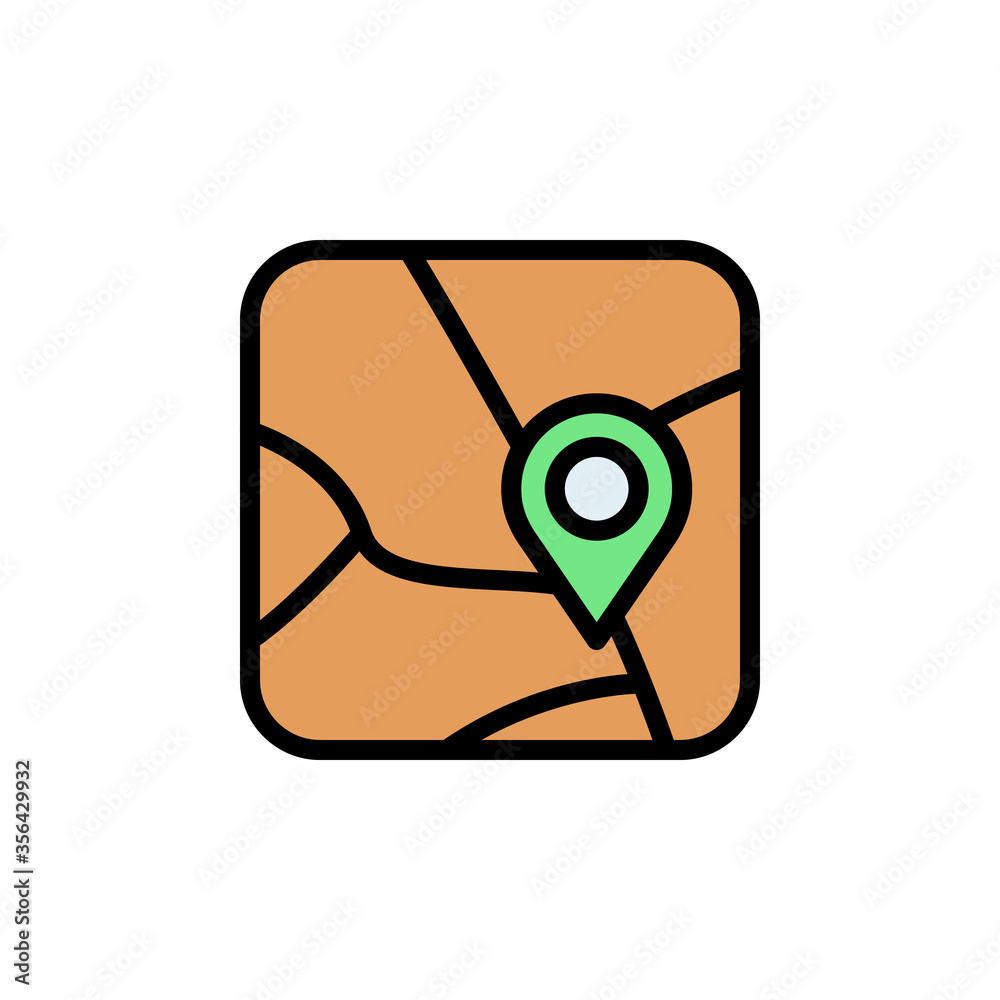 Poster map, gps icon. simple color with outline vector elements of navigation icons for ui and ux, website 