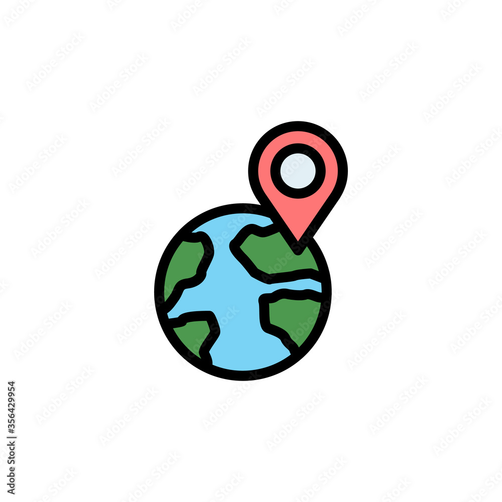 Poster earth, location icon. simple color with outline vector elements of navigation icons for ui and ux, w