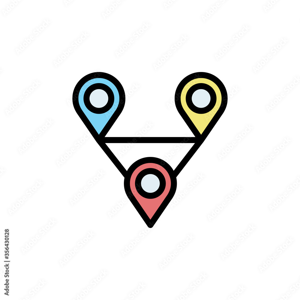 Poster route, map icon. simple color with outline vector elements of navigation icons for ui and ux, websit