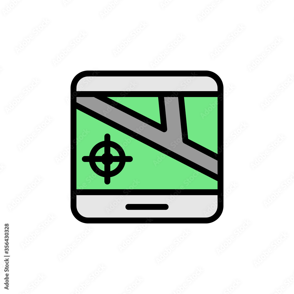 Poster gps, tablet, map icon. simple color with outline vector elements of navigation icons for ui and ux, 