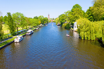 Fototapeta na wymiar Aerial from the river Vecht in the countryside from the Netherlands