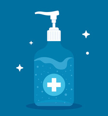 hand sanitizer pump bottle, washing gel, self protect from covid 19 vector illustration design