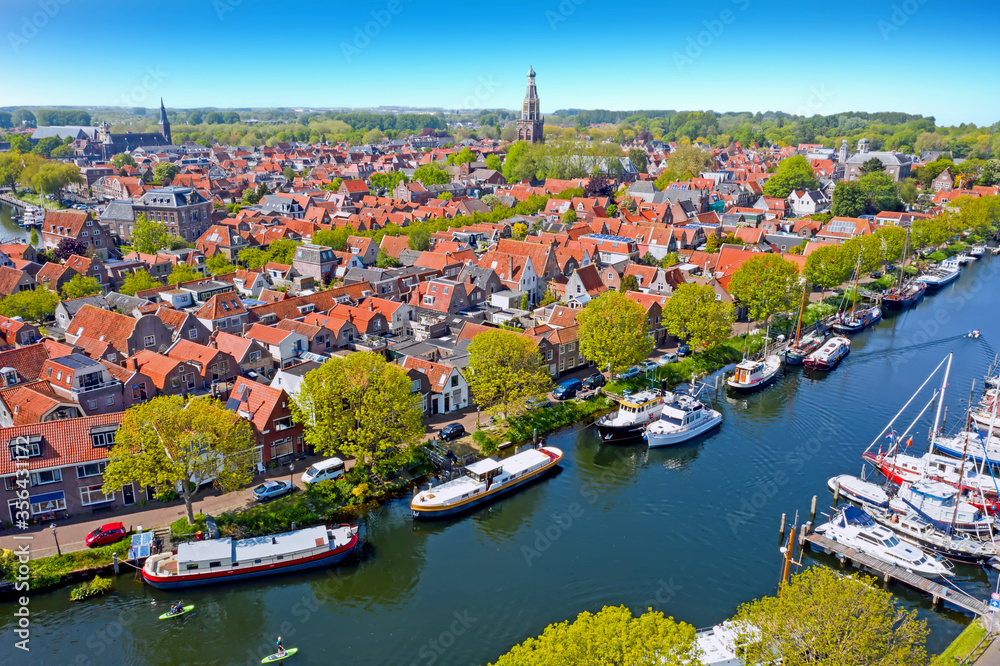 Canvas Prints Aerial from the city Enkhuizen in the Netherlands