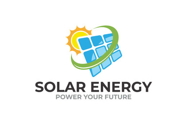 Creative innovation solar energy power vector logo design