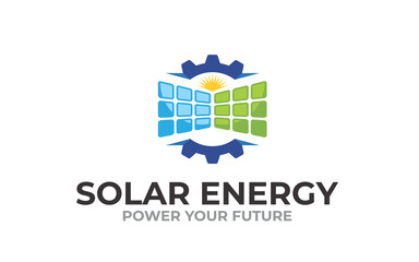 Creative innovation solar energy power vector logo design