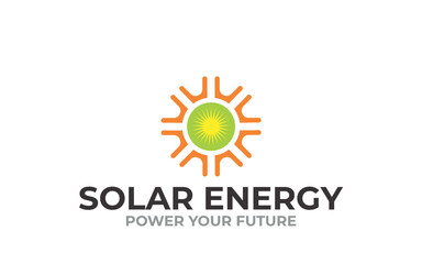 Creative innovation solar energy power vector logo design