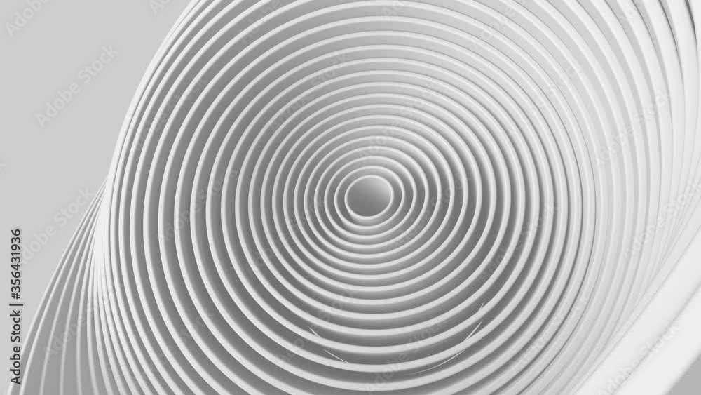 Poster 3d render of concentric circles shapes chaotically twisted. abstract bright background with tubes ge