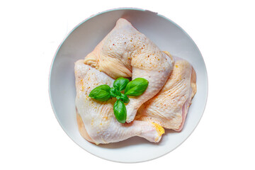 chicken legs raw meat Menu concept serving size. food background top view copy space for textketo or paleo diet organic